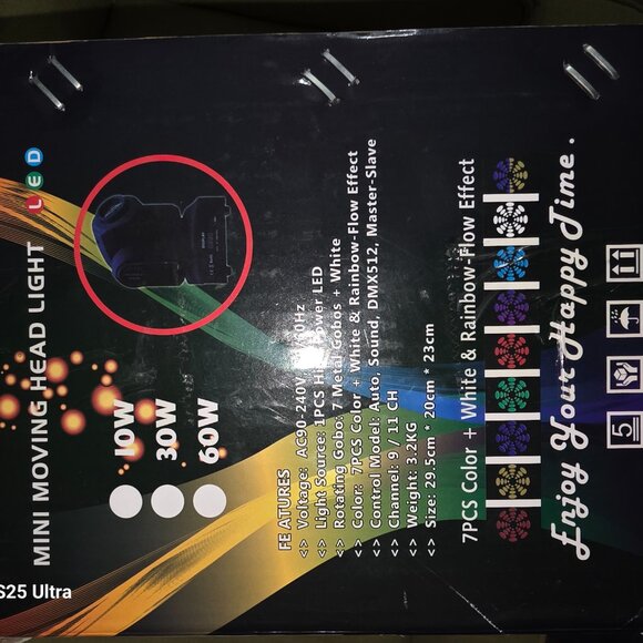 (2 Packs) LED Moving Head Light Mini 30W DJ Moving Head GOBO Light with 8 Gobos - Picture 2 of 3